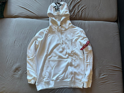 Alpha Industries Logo Print Hoodie Weiß, XXL - Einzelstück