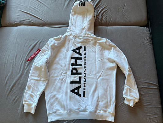 Alpha Industries Logo Print Hoodie Weiß, XXL - Einzelstück